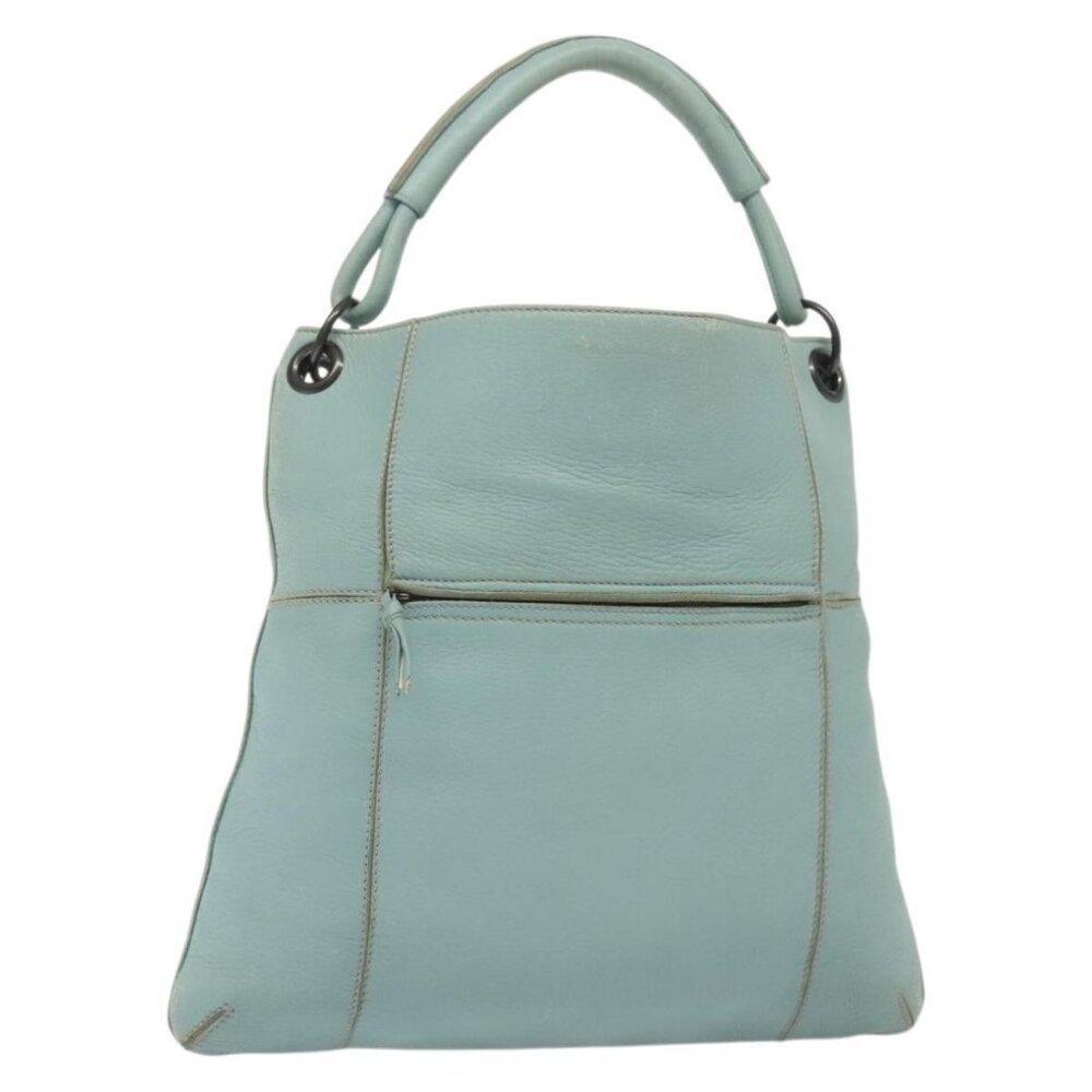 Authentic BOTTEGA VENETA Shoulder Bag Leather Light Blue 115778